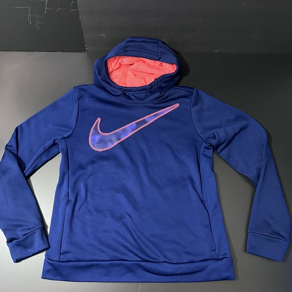 Girls Nike Dri-FIT Navy and Coral Sweatshirt - Picture 1 of 2
